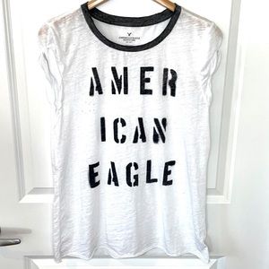 NWT American Eagle 🦅 white distressed Tee OS